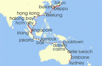 Cruise itinerary map for Regent Seven Seas Cruises 60 Night Grand Asia Exploration Tokyo To Sydney (123399)
