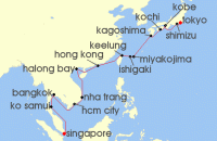 Cruise itinerary map for Regent Seven Seas Cruises 21 Night The Still Horizon Tokyo To Singapore (136029)