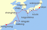 Cruise itinerary map for Oceania Cruises 13 Night Far East Enchantment Tokyo to Hong Kong (133065)
