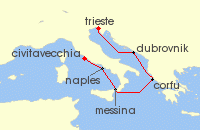 Cruise itinerary map for Cunard Line 7 Night Italy (134898)