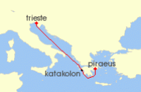 Cruise itinerary map for MSC Cruises 3 Night Mediterranean (135008)