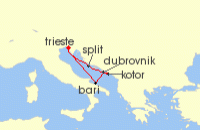Cruise itinerary map for TUI Cruises 7 Nachte - Sonnenseiten Der Adria - Ab/Bis Triest (115277)