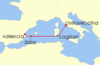 Cruise itinerary map for MSC Cruises 4 Night Mediterranean (143406)