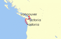 Cruise itinerary map for Holland America Line 4 Night Pacific Northwest Cruise (131437)