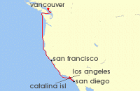 Cruise itinerary map for Princess Cruises 7 Night Pacific Wine Country (139174)