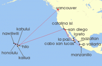 Cruise itinerary map for Holland America Line 28 Night Circle Hawaii And Sea Of Cortez (135816)