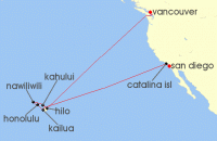 Cruise itinerary map for Holland America Line 17 Night Circle Hawaii (135815)