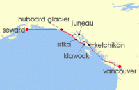 Cruise itinerary map for Explora Journeys 7 Night A Journey through Coastal Mists, Placid Waters & Alaskan Adventure (141898)