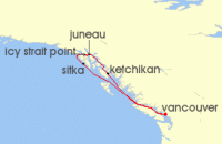 Cruise itinerary map for Royal Caribbean Cruises 7 Night Alaska Inside Passage Cruise (126944)