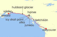 Cruise itinerary map for Viking Cruises 10 Night Alaska & The Inside Passage (137623)