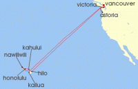Cruise itinerary map for Holland America Line 22 Night Circle Hawaii & Pacific Northwest Collector (141493)