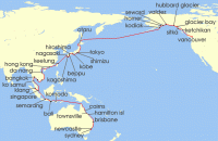 Cruise itinerary map for Viking Cruises 78 Night Australia, Asia & Alaska (137633)