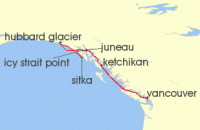 Cruise itinerary map for Royal Caribbean Cruises 9 Night Alaska Adventure Cruise (141812)