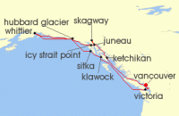 Cruise itinerary map for Regent Seven Seas Cruises 14 Night Explore The Frontier Vancouver To Vancouver (127413)