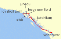 Cruise itinerary map for Royal Caribbean Cruises 7 Night Alaska Inside Passage Cruise (140349)