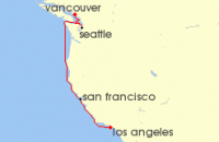 Cruise itinerary map for Princess Cruises 7 Night Pacific Wine Country (139600)