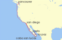 Cruise itinerary map for Holland America Line 11 Night Mexican Riviera & Pacific Coast (132028)