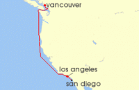 Cruise itinerary map for Princess Cruises 5 Night Pacific Coastal (139245)