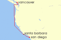 Cruise itinerary map for Holland America Line 4 Night Pacific Coastal Cruise (108028)