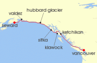 Cruise itinerary map for Explora Journeys 7 Night A Journey Along Wild Shores & Endless Ice (141899)