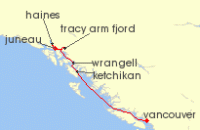 Cruise itinerary map for Windstar Cruises 7 Night Scenic Alaska (130704)