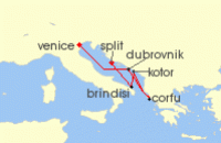 Cruise itinerary map for MSC Cruises 6 Night Mediterranean (136047)