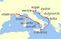 Cruise itinerary map for Azamara Cruises 10 Night Cruise Croatia & Italy Cruise: Zadar, Amalfi & Sorrento (134185)