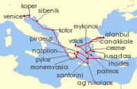 Cruise itinerary map for Seabourn 21 Night Mediterranean Mosaic: Dalmatian Gems, Greece & Turkey (137126)