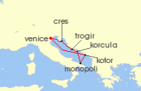 Cruise itinerary map for Star Clippers 7 Night Authentic Adriatic (141700)