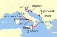 Cruise itinerary map for Star Clippers 11 Night Italy, Montenegro & Croatia (128445)