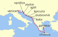 Cruise itinerary map for Azamara Cruises 9 Night Cruise Croatia Intensive Cruise: Zadar, Split & Dubrovnik (134256)