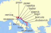 Cruise itinerary map for Windstar Cruises 14 Night Star Collector: Adriatic Odyssey (138814)