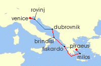 Cruise itinerary map for Explora Journeys 7 Night A Journey from Venetian Elegance to Stunning Nature (136346)