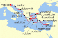Cruise itinerary map for Explora Journeys 21 Night An Extended Journey of Iconic Cities, Blue Horizons & Ancient Soul (138694)