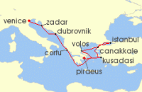 Cruise itinerary map for Explora Journeys 11 Night A Journey through Adriatic & Aegean Myths & Marvels (128787)