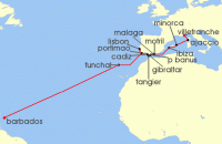 Cruise itinerary map for Star Clippers 28 Night Westbound Atlantic Ocean Crossing (134222)