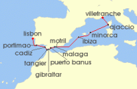 Cruise itinerary map for Star Clippers 13 Night Spain, Morocco & Portugal (128560)