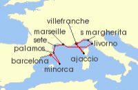 Cruise itinerary map for Azamara Cruises 11 Night Cruise Best Of The Mediterranean Cruise: Villefranche, Florence & Palamos (134150)