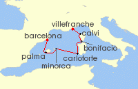 Cruise itinerary map for SeaDream Yacht Club 7 Night Western Mediterranean Delight (141346)