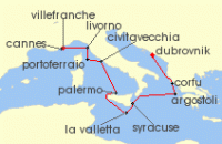 Cruise itinerary map for Hapag Lloyd 13 Night Easter Time In Mediterranean Hotspots (Nice - Dubrovnik) (134576)