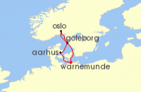 Cruise itinerary map for AIDA 5 Nacht Kurzreise nach Skandinavien ab Warnemunde (107644)