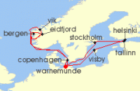Cruise itinerary map for AIDA 14 Nacht Highlights der Nord- und Ostseekuste 2 (123144)