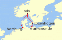 Cruise itinerary map for AIDA 4 Nacht Kurzreise nach Oslo & Kopenhagen ab Warnemunde (115389)