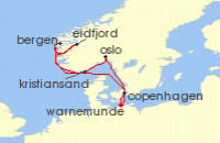 Cruise itinerary map for MSC Cruises 7 Night Northern Europe (124663)