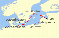 Cruise itinerary map for MSC Cruises 7 Night Northern Europe (113488)