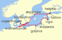 Cruise itinerary map for MSC Cruises 11 Night Northern Europe (126993)