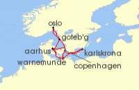 Cruise itinerary map for AIDA 9 Nacht Schweden & Danemark ab Warnemunde 2 (125264)