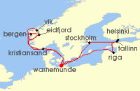 Cruise itinerary map for AIDA 14 Nacht Highlights der Nord- und Ostseekuste 2 (134650)