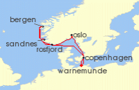 Cruise itinerary map for MSC Cruises 7 Night Northern Europe (140279)