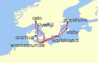 Cruise itinerary map for AIDA 10 Nacht Stadte der Ostsee ab Warnemunde 2 (134628)